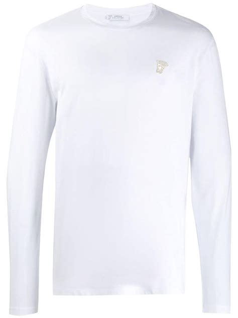 versace long sleeve shirt men|Versace collection men shirt white.